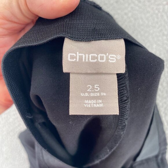 Chicos Pants Womens 2.5 US 14 Black So Slimming Juliet Side Vent Ankle Stretch - Picture 5 of 11